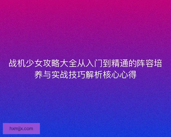 战机少女攻略大全从入门到精通的阵容培养与实战技巧解析核心心得