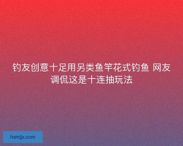 钓友创意十足用另类鱼竿花式钓鱼 网友调侃这是十连抽玩法