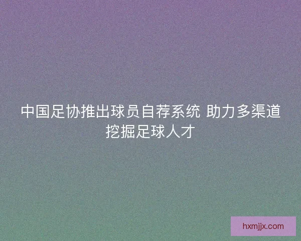 中国足协推出球员自荐系统 助力多渠道挖掘足球人才